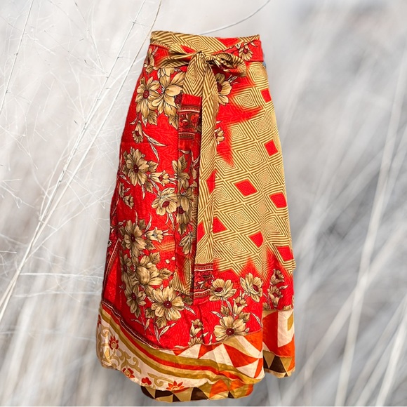 Darn Good Yarn Dresses & Skirts - Darn Good Yarn Goddess Mini, reversible 2 layer recycled sari wrap skirt